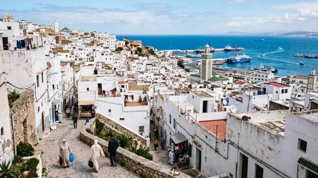 View of Tangier, Morocco, where Khalid remembers eating Moroccan Bastilla