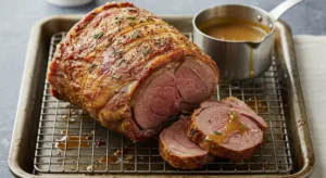 Moroccan food recipes. Smooth sauce prepared from roasted lamb cooking juices
