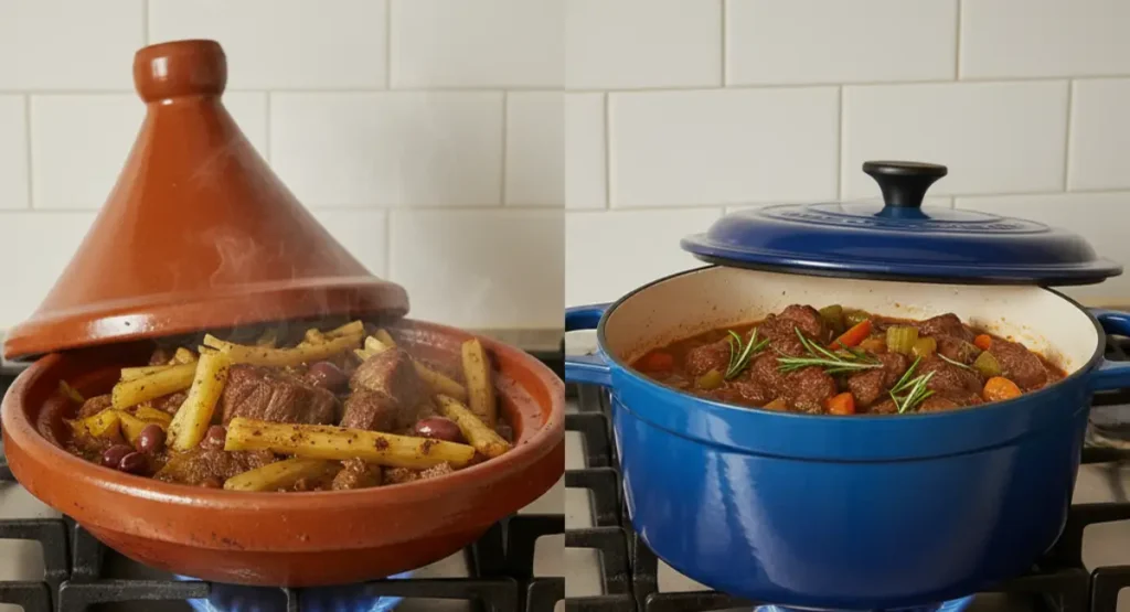 Modern tools for making a Moroccan cardoon recipe without tagine