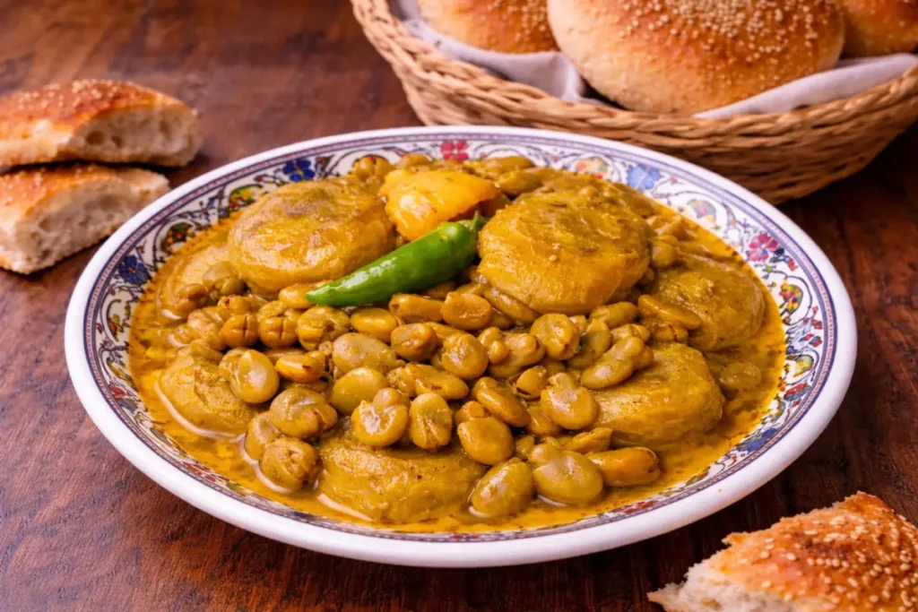 Vegetarian Tagine Recipe served with Moroccan bread on the side